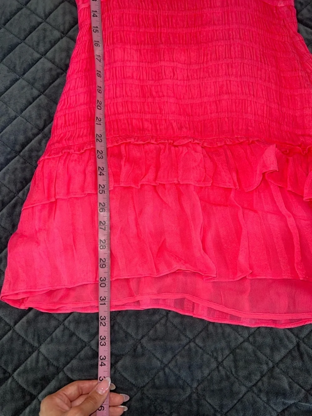 LoveShackFancy Mini Dress Women’s Small Rena Coral Pink Smocked B12